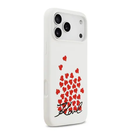 Lagerfeld для iPhone 17 Pro чехол Liquid Silicone Hearts Hard White (MagSafe)